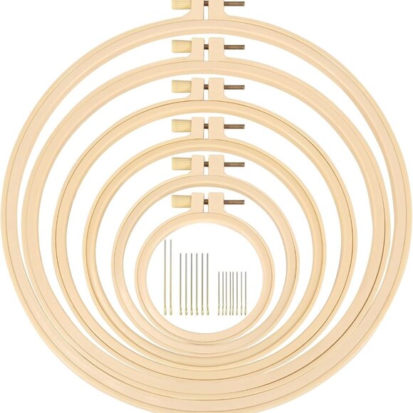 Other - 6 Pieces Embroidery Hoop 3.6 to 10.7 inches Plastic Cross Stitch Hoop with 16PCS